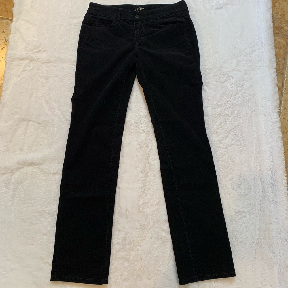 LOFT Modern Straight Corduroy Jeans Black Sz 26/2 - Picture 2 of 4